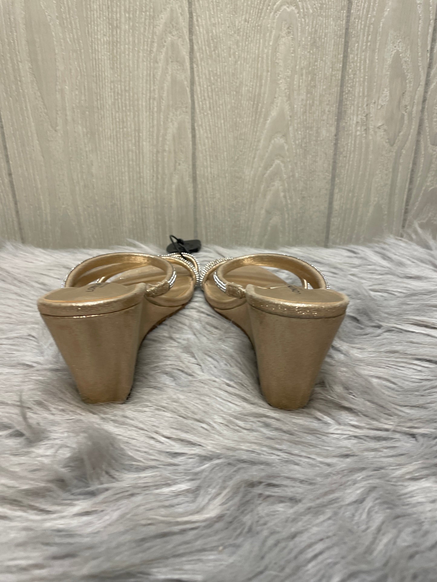 Sandals Heels Wedge By London Fog In Gold, Size: 9