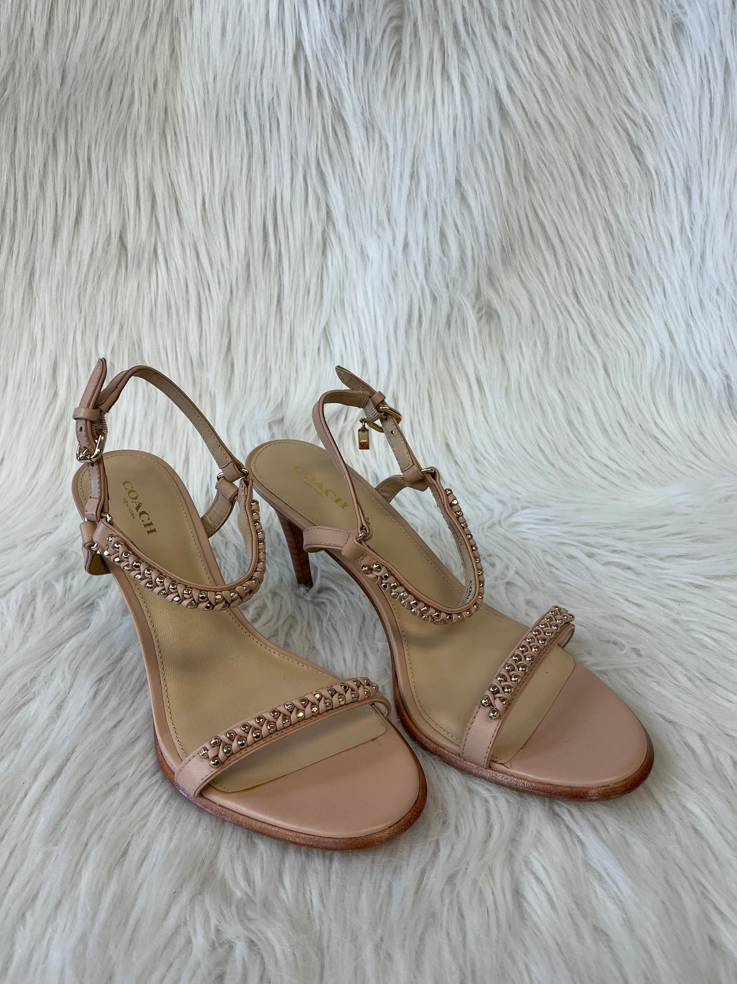 Sandals Designer By Coach In Tan, Size: 9.5