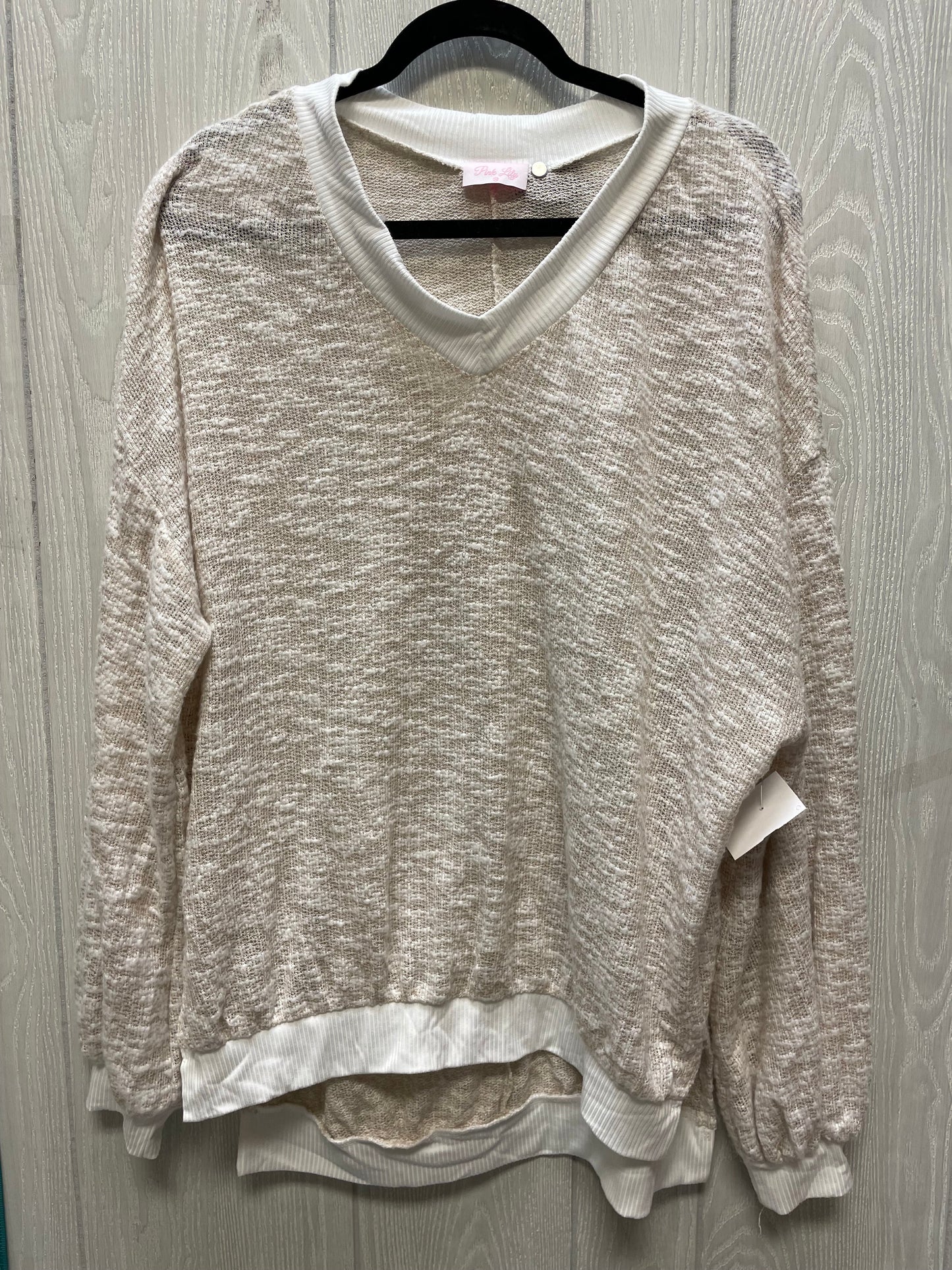 Sweater By Pink Lily In Cream & Tan, Size: M