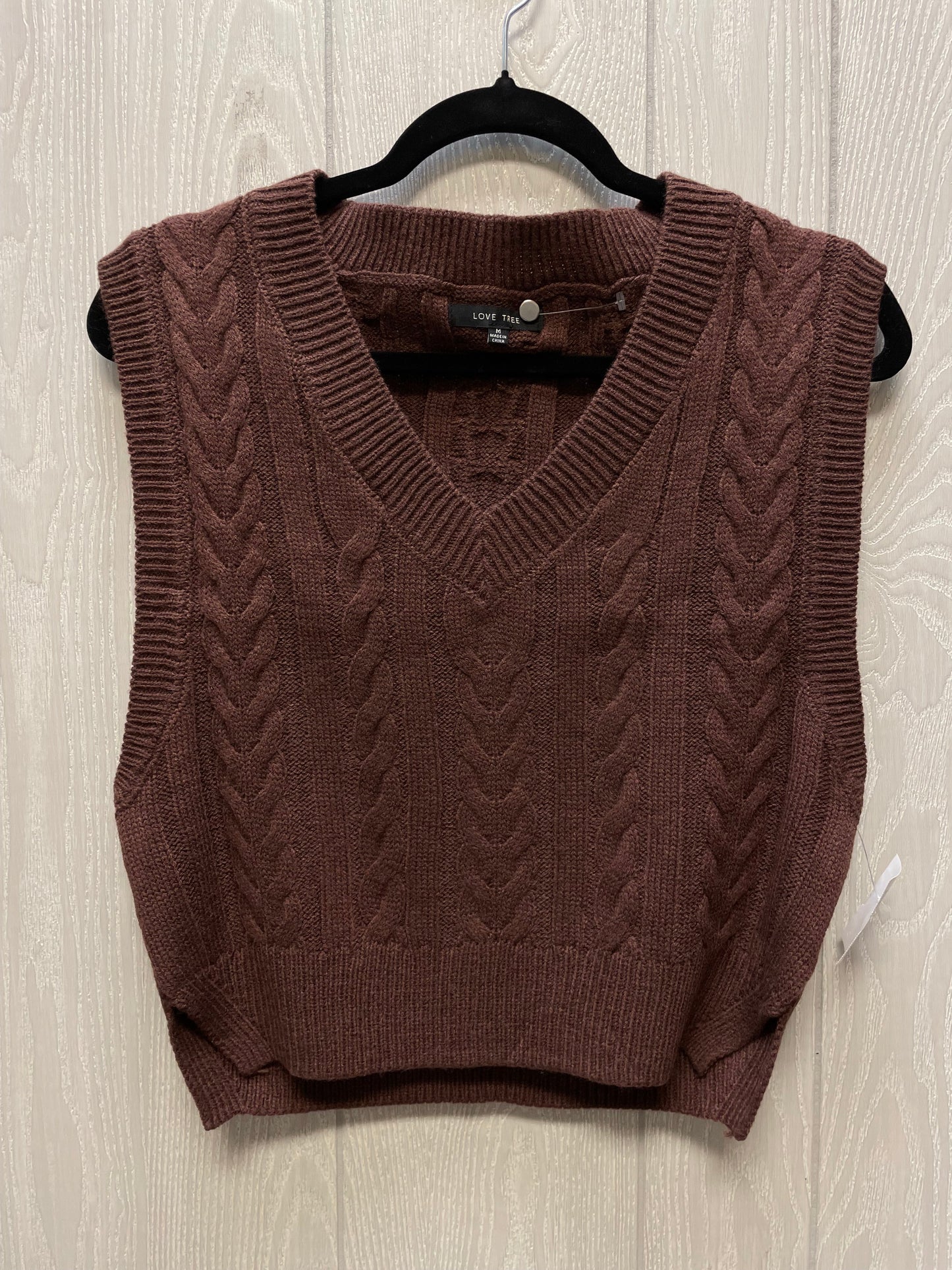 Sweater Short Sleeve By Love Tree In Brown, Size: M