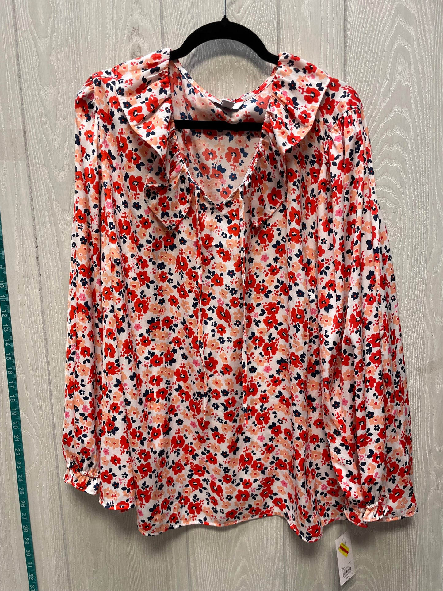 Blouse Long Sleeve By Croft And Barrow In Floral Print, Size: 3x