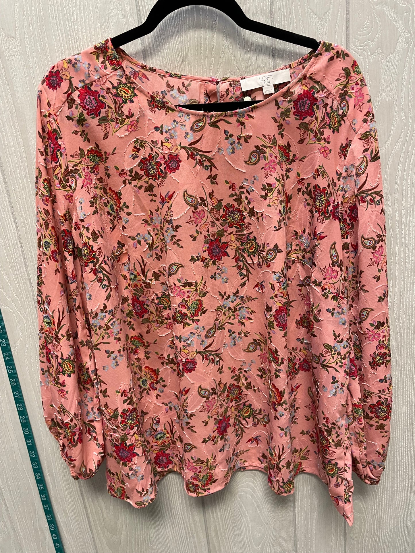 Blouse Long Sleeve By Loft In Floral Print, Size: 1x