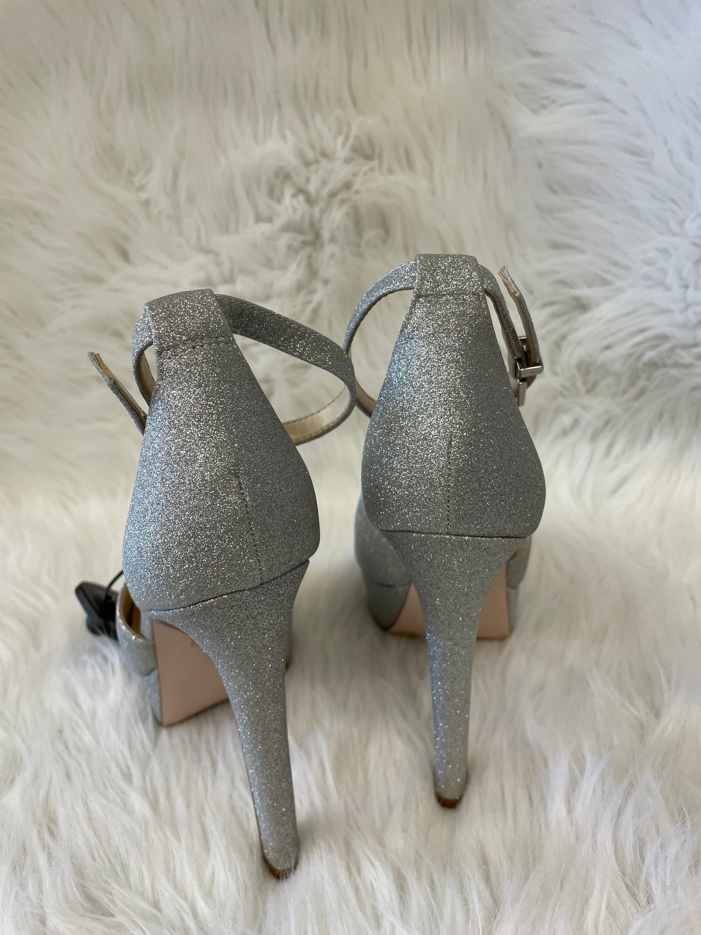 Sandals Heels Stiletto By Jessica Simpson In Silver, Size: 6