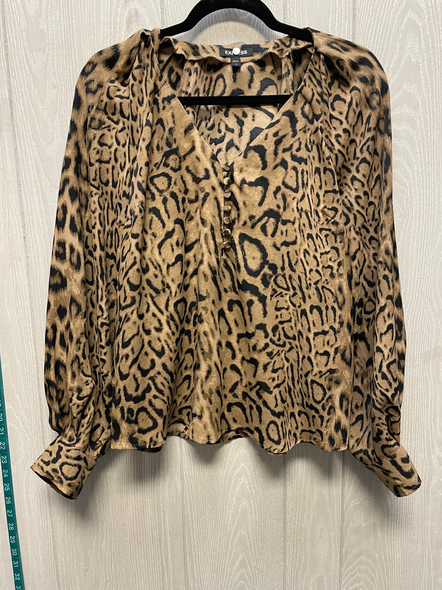 Blouse Long Sleeve By Express In Animal Print, Size: M