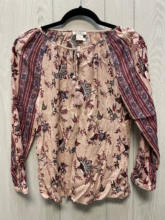 Top Long Sleeve By Lucky Brand In Pink & Red, Size: S