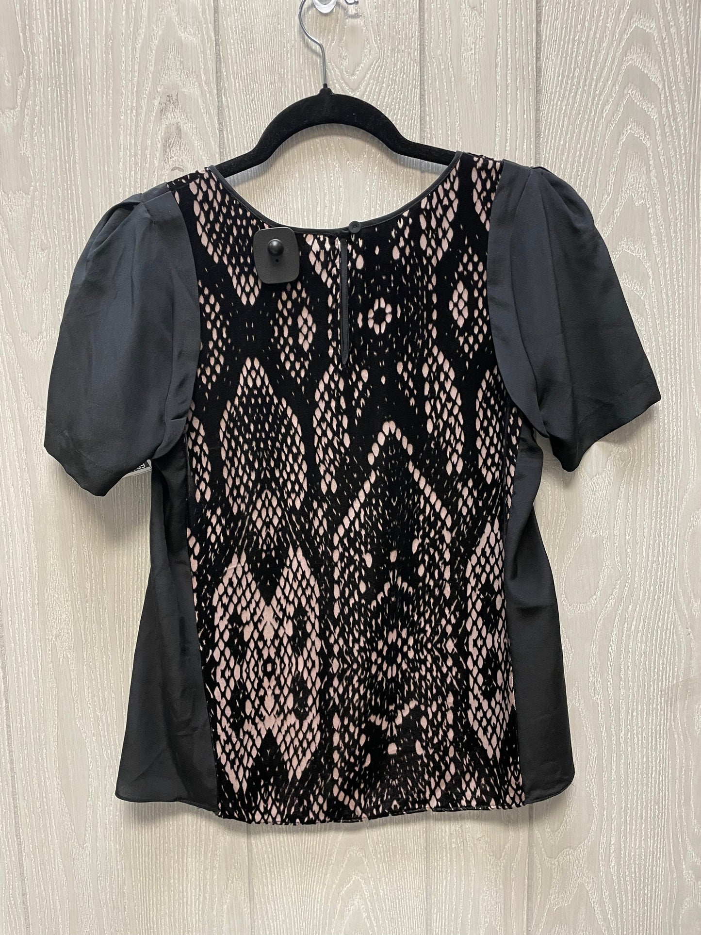 Blouse Short Sleeve By Rebecca Taylor In Black & Pink, Size: Xs