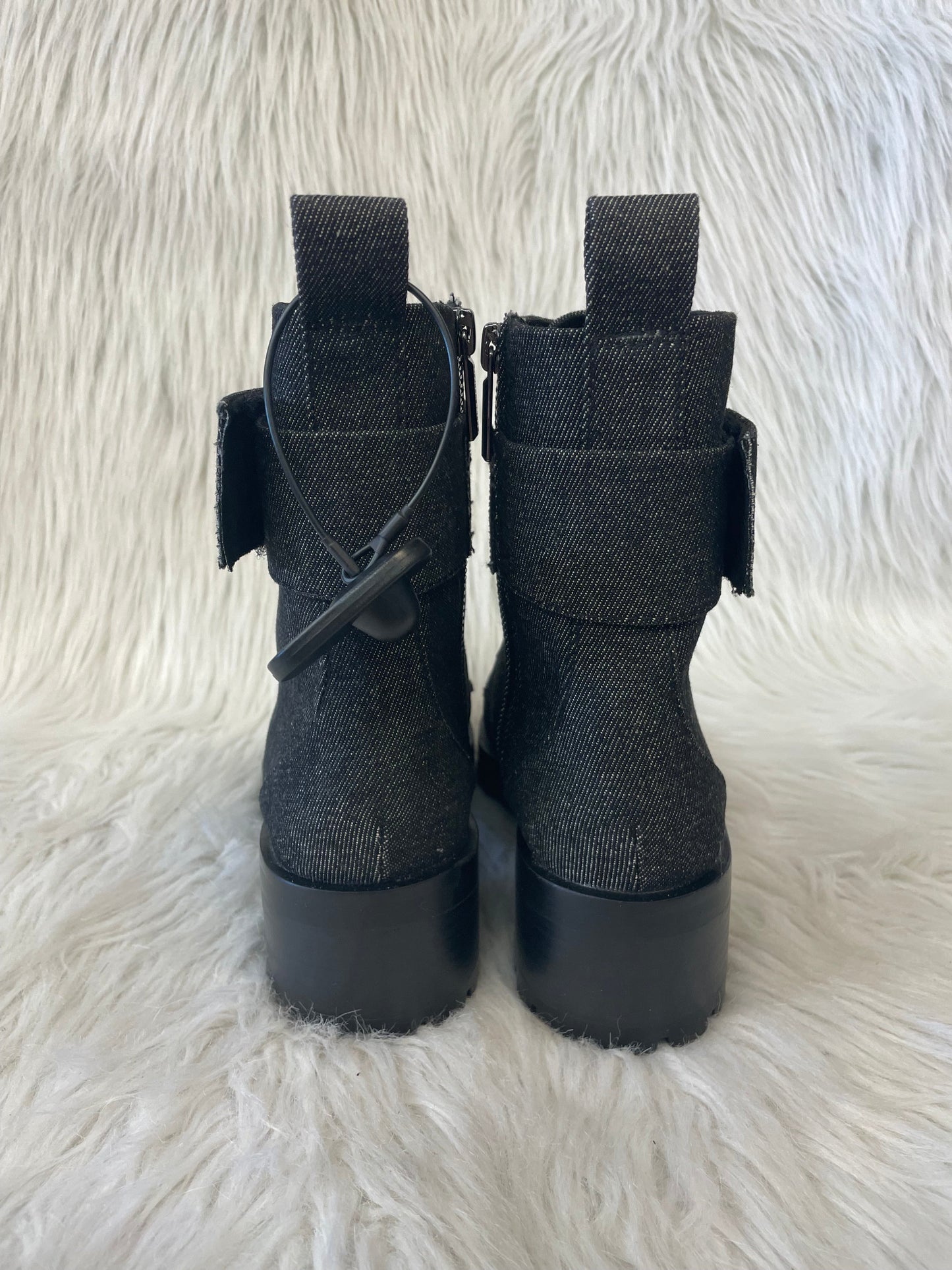 Boots Designer By Karl Lagerfeld In Black Denim, Size: 8