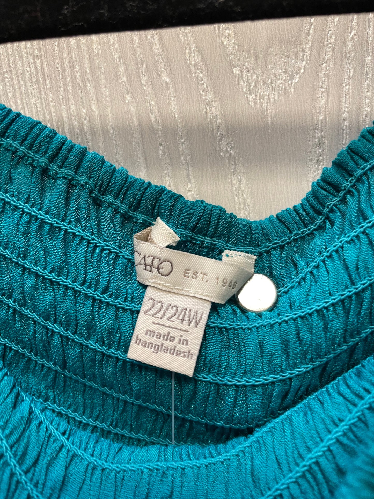 Top 3/4 Sleeve By Cato In Teal, Size: 2x