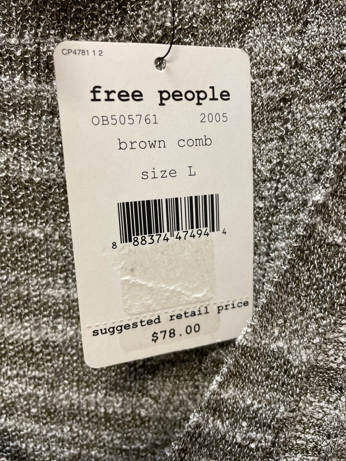 Top Sleeveless By Free People In Grey & White, Size: L