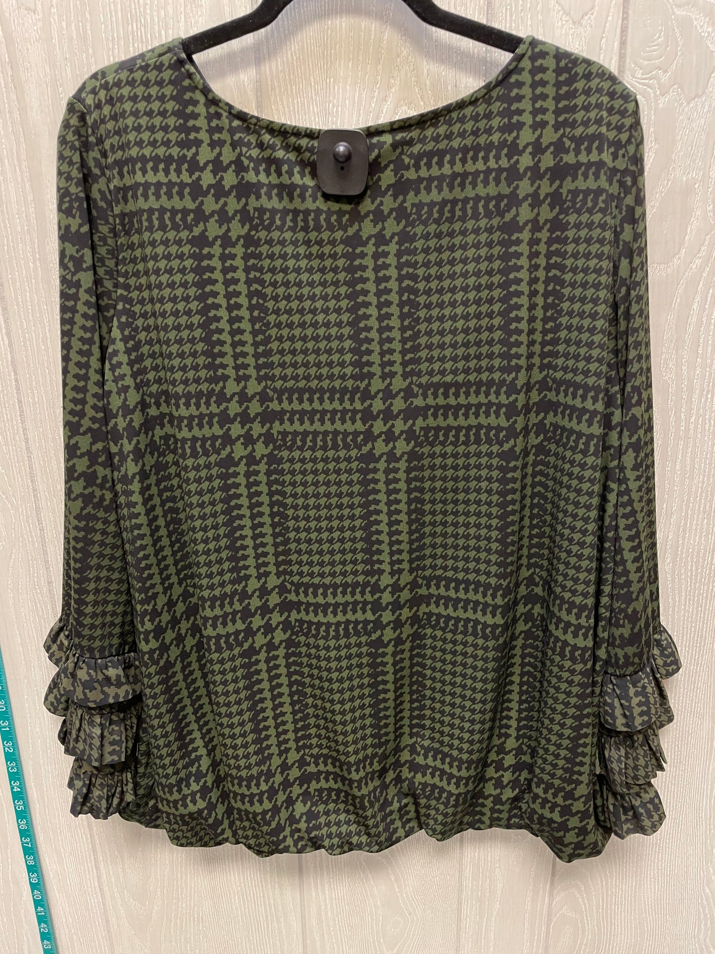 Blouse Long Sleeve By Philosophy In Black & Green, Size: 1x