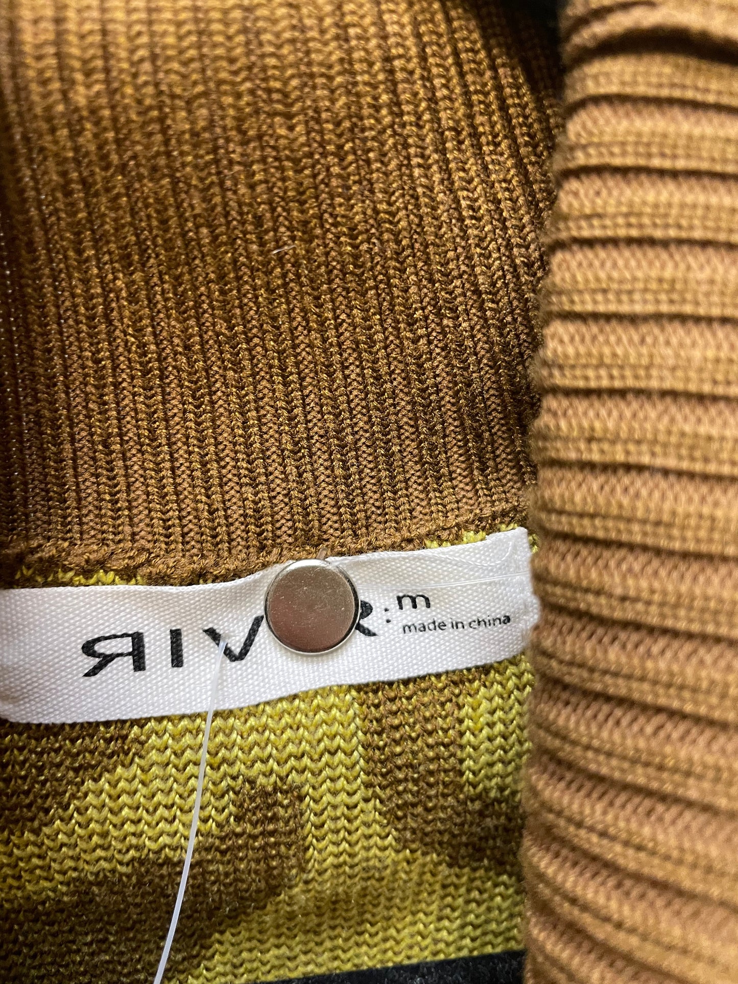 Dress Sweater By RIVIR In Brown & Yellow, Size: M