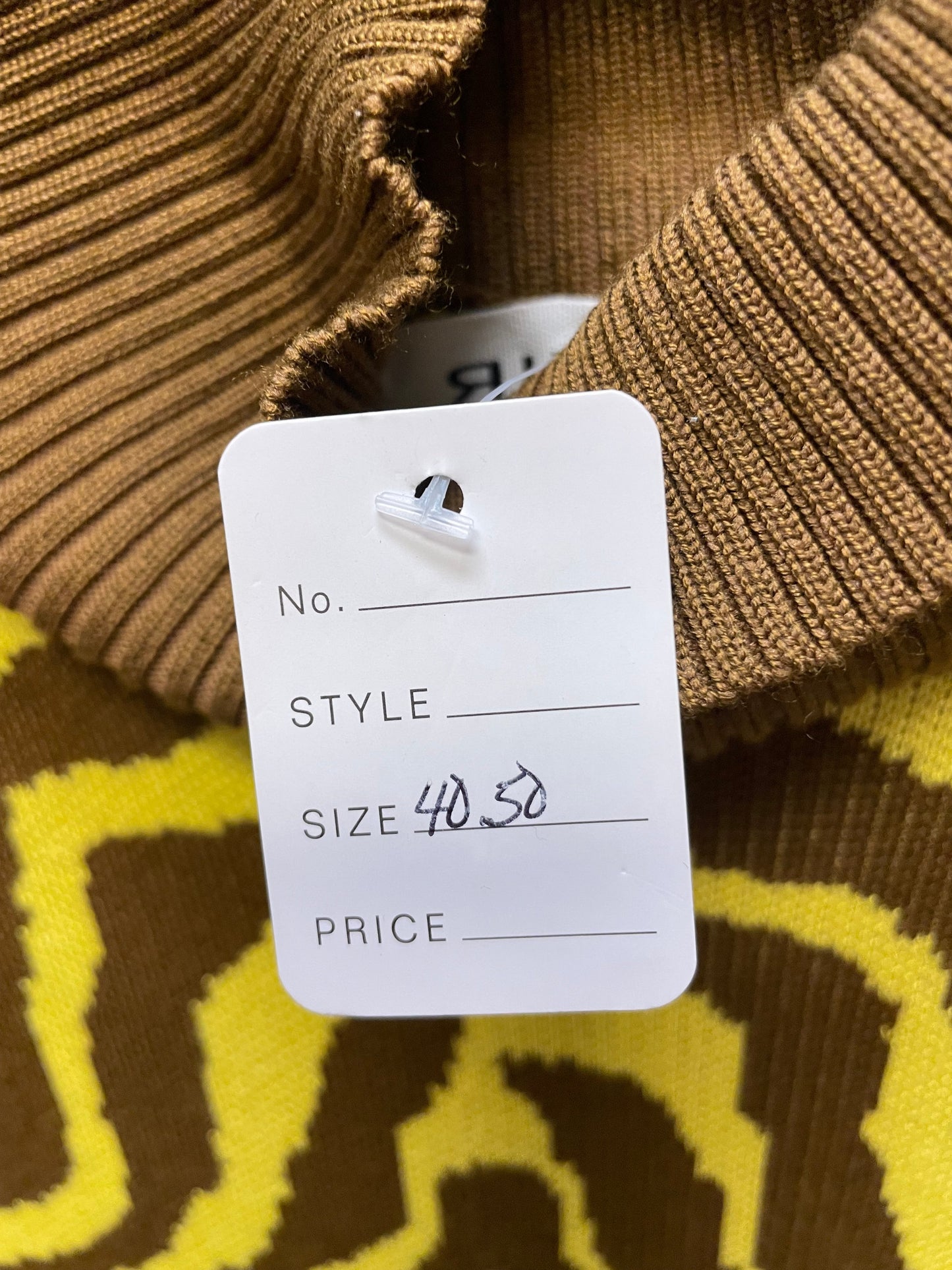 Dress Sweater By RIVIR In Brown & Yellow, Size: M