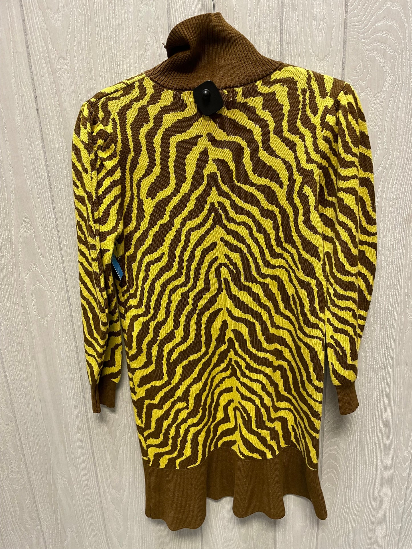 Dress Sweater By RIVIR In Brown & Yellow, Size: M