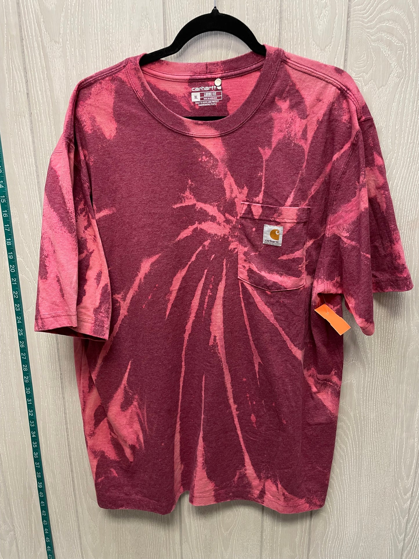 Top Short Sleeve By Carhartt In Pink & Red, Size: Xl