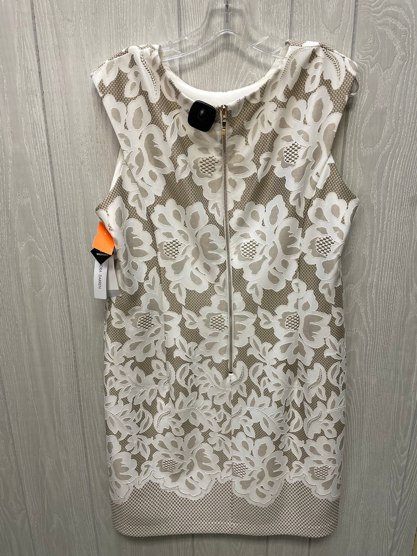 Dress Work By Sandra Darren In Tan & White, Size: Xl