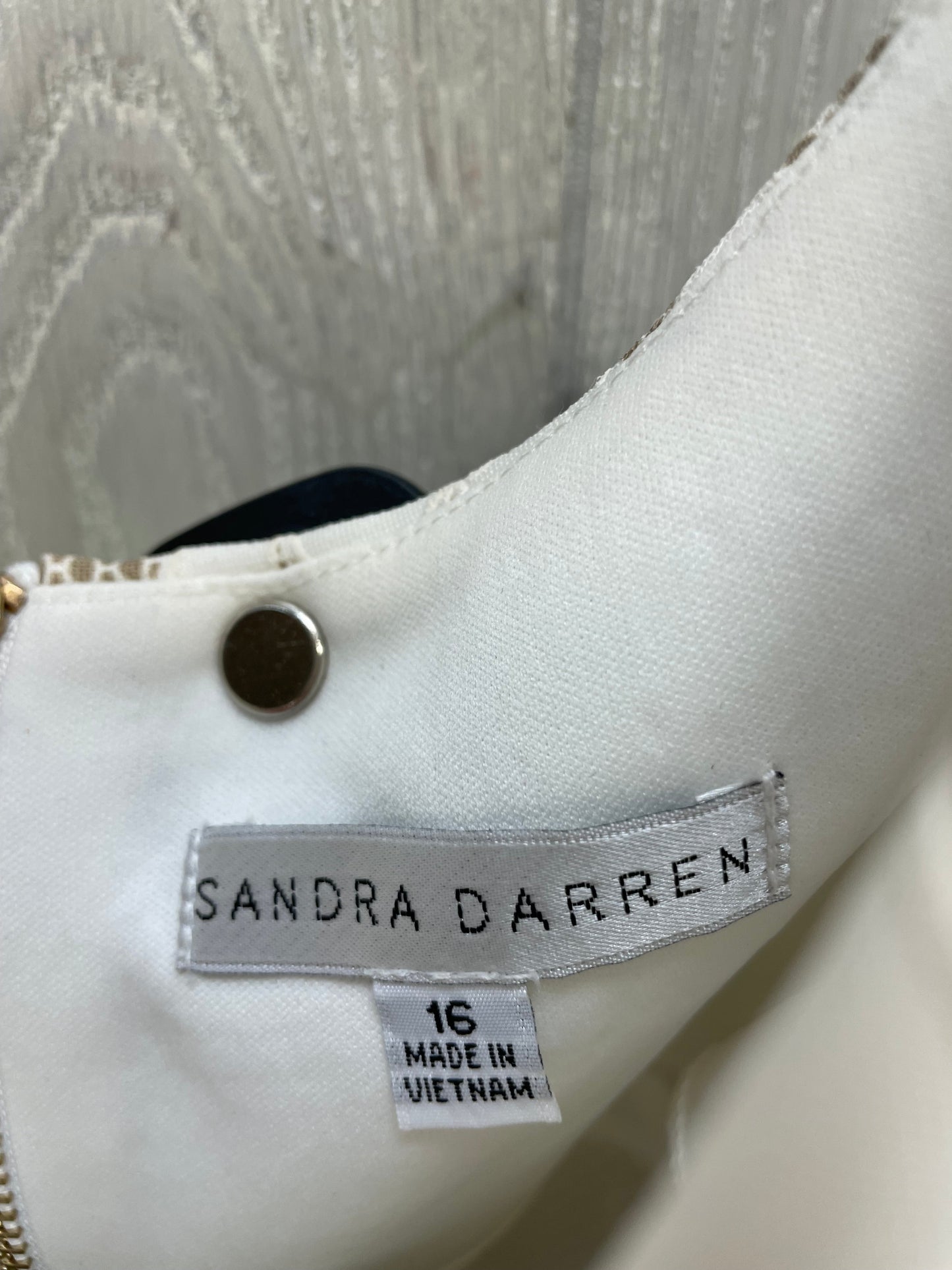 Dress Work By Sandra Darren In Tan & White, Size: Xl