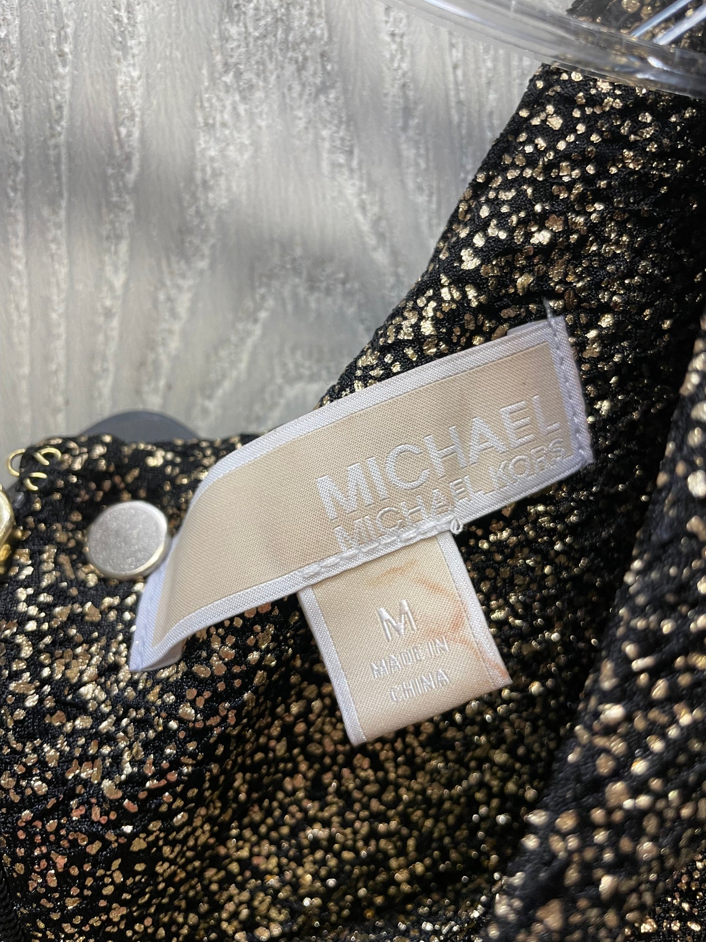 Dress Designer By Michael Kors In Black & Gold, Size: M