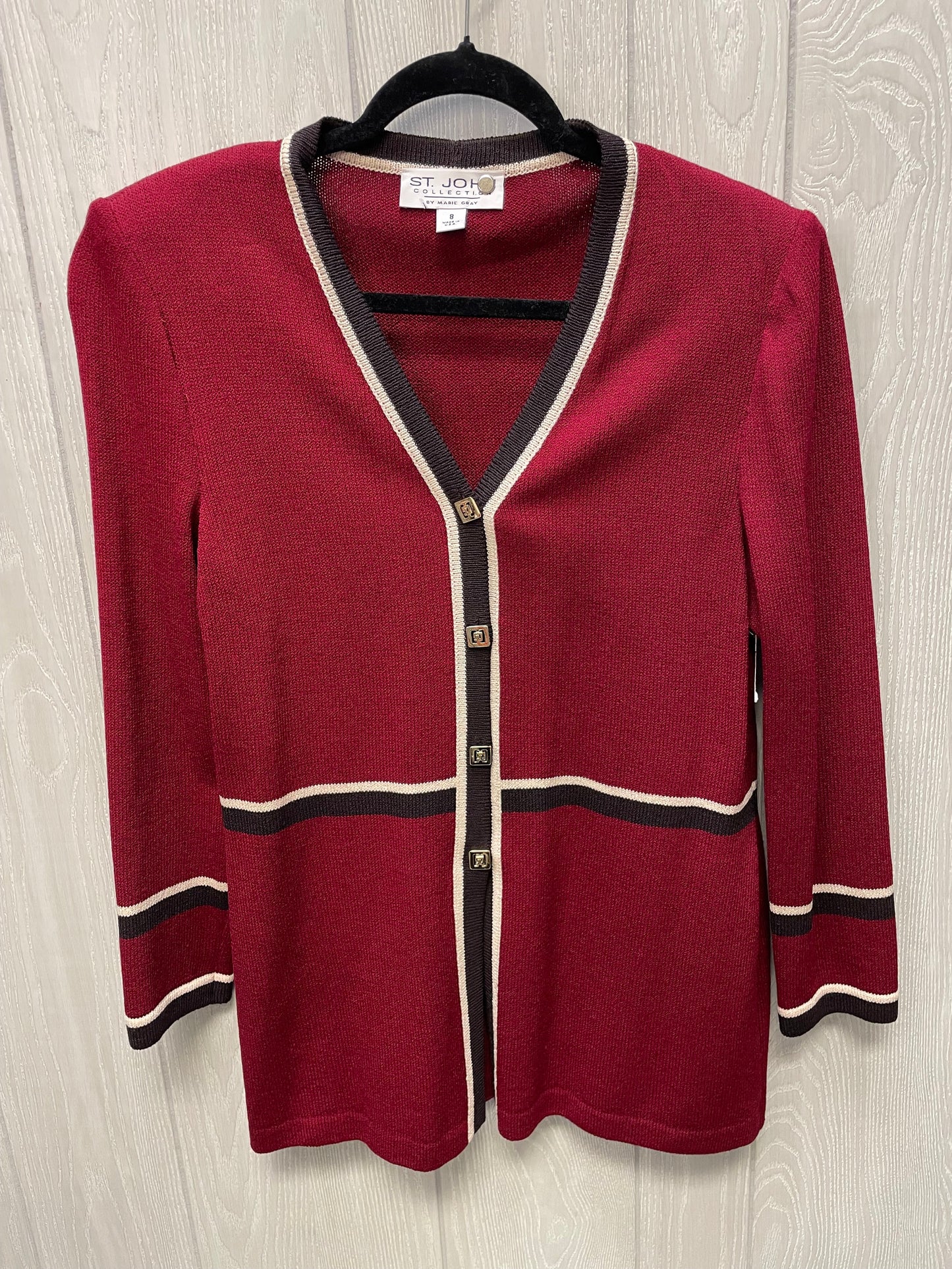 Blazer Luxury Designer By St John Collection In Red, Size: 8