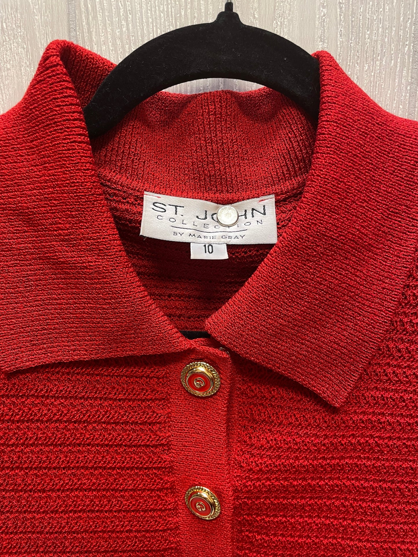 Blazer Luxury Designer By St John Collection In Red, Size: 10