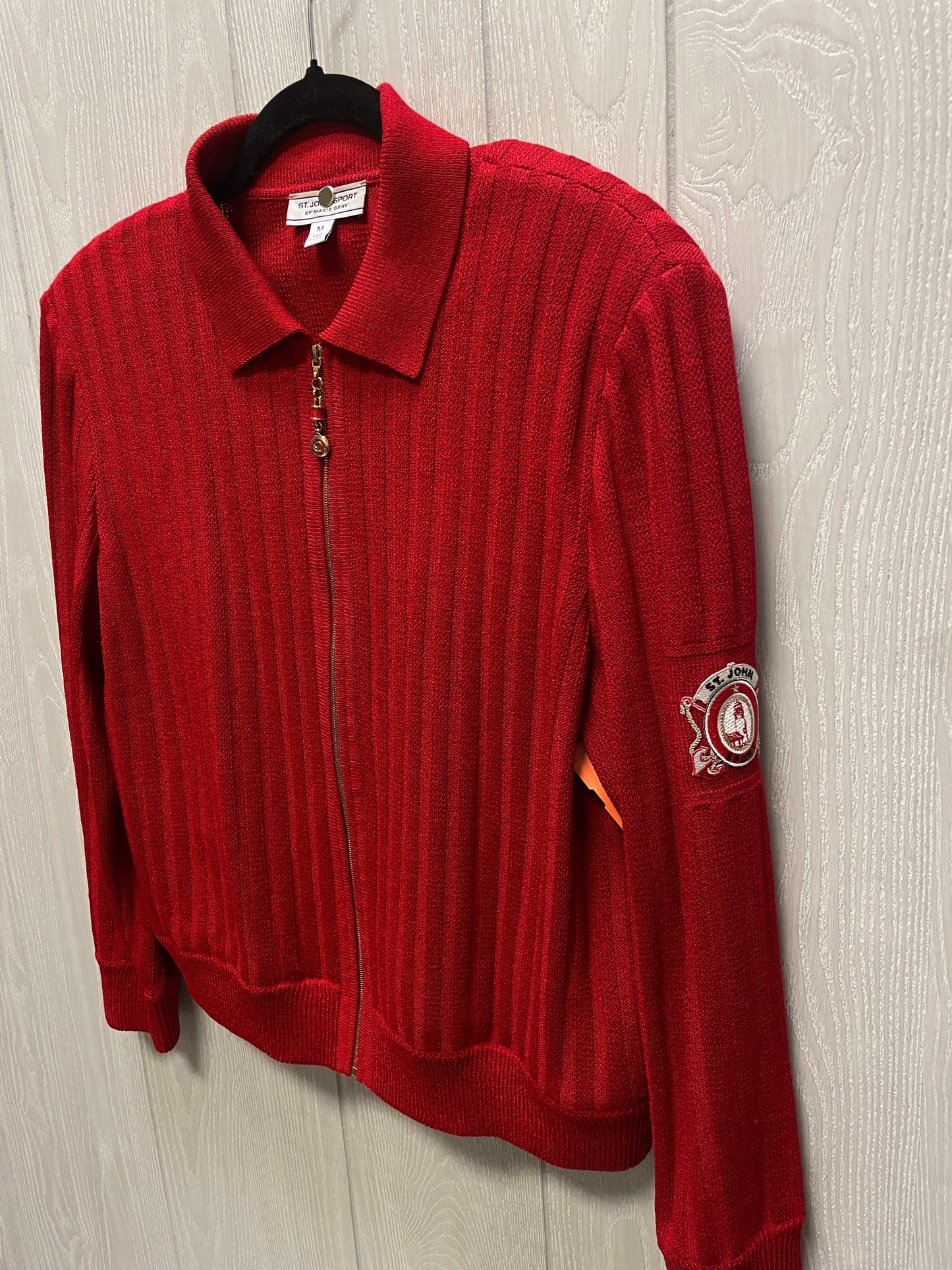 Jacket Luxury Designer By St. John In Red, Size: M