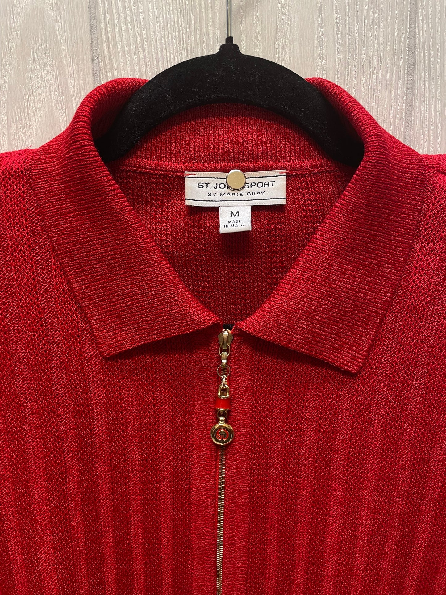 Jacket Luxury Designer By St. John In Red, Size: M