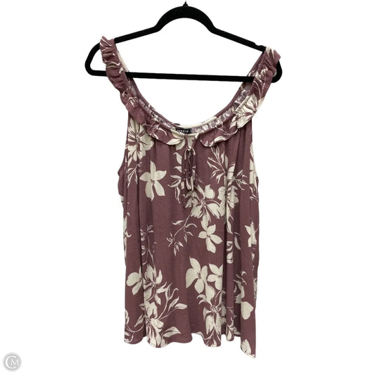 Top Sleeveless By Torrid In Cream & Purple, Size: Xl