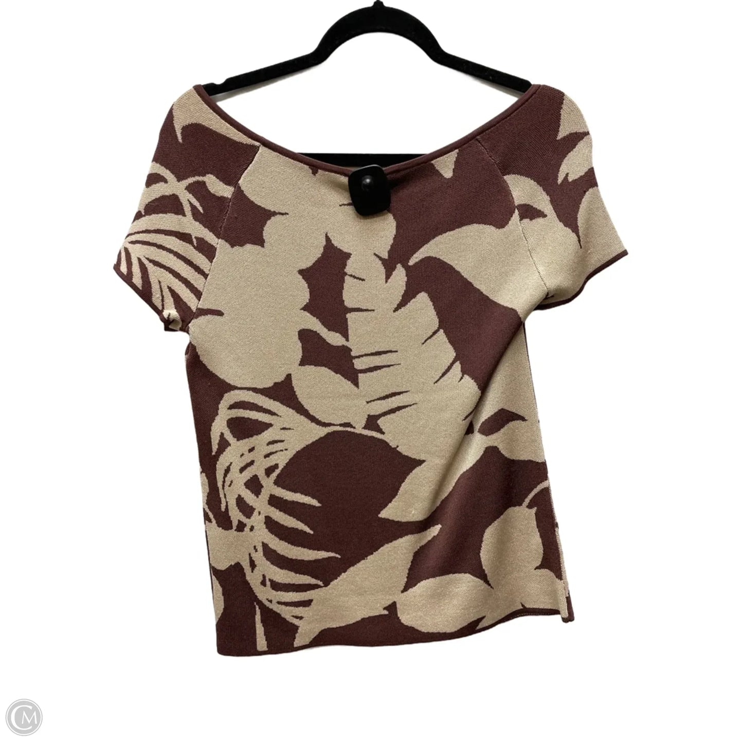 Sweater Short Sleeve By Ann Taylor In Brown & Tan, Size: M