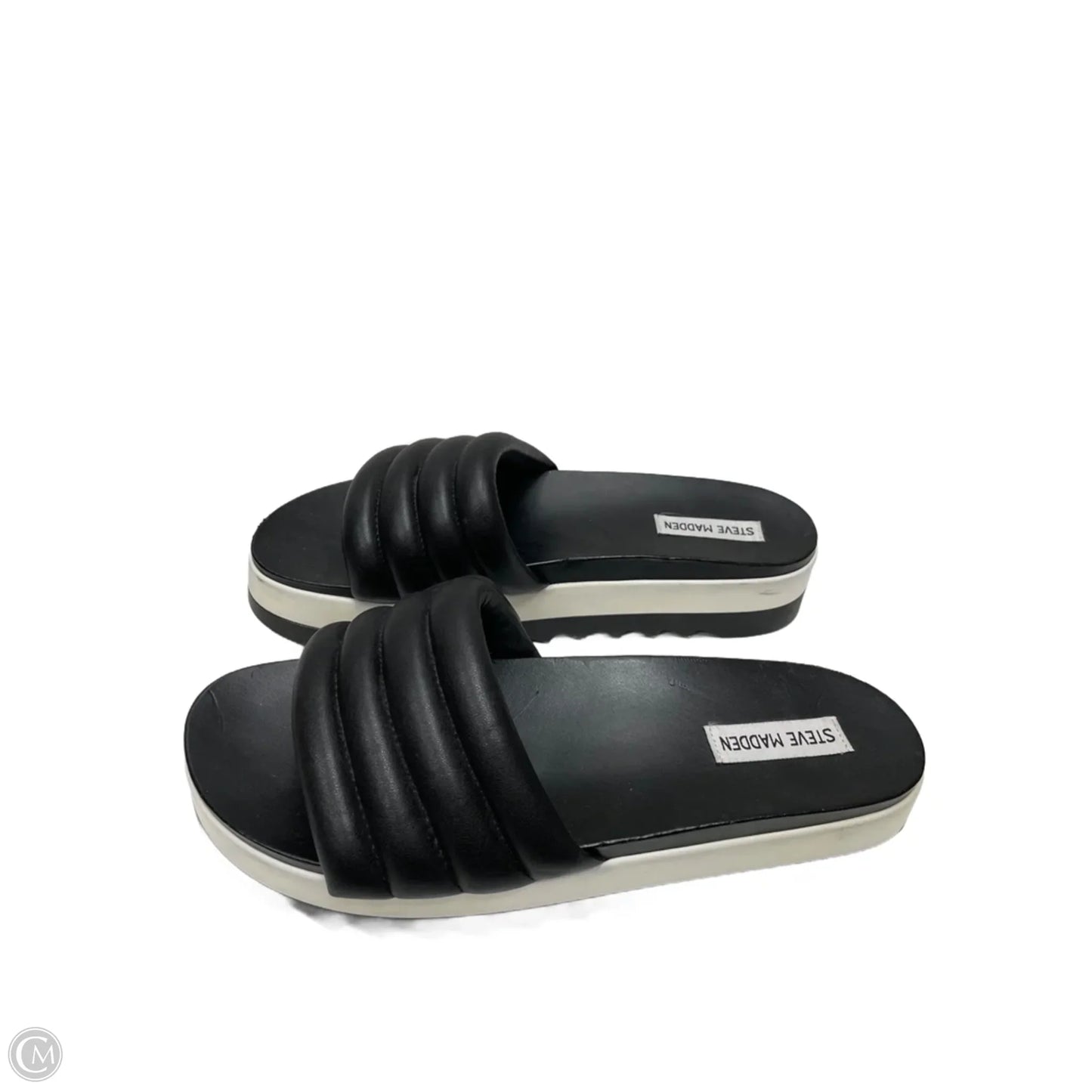 Sandals Heels Platform By Steve Madden In Black & Cream, Size: 10