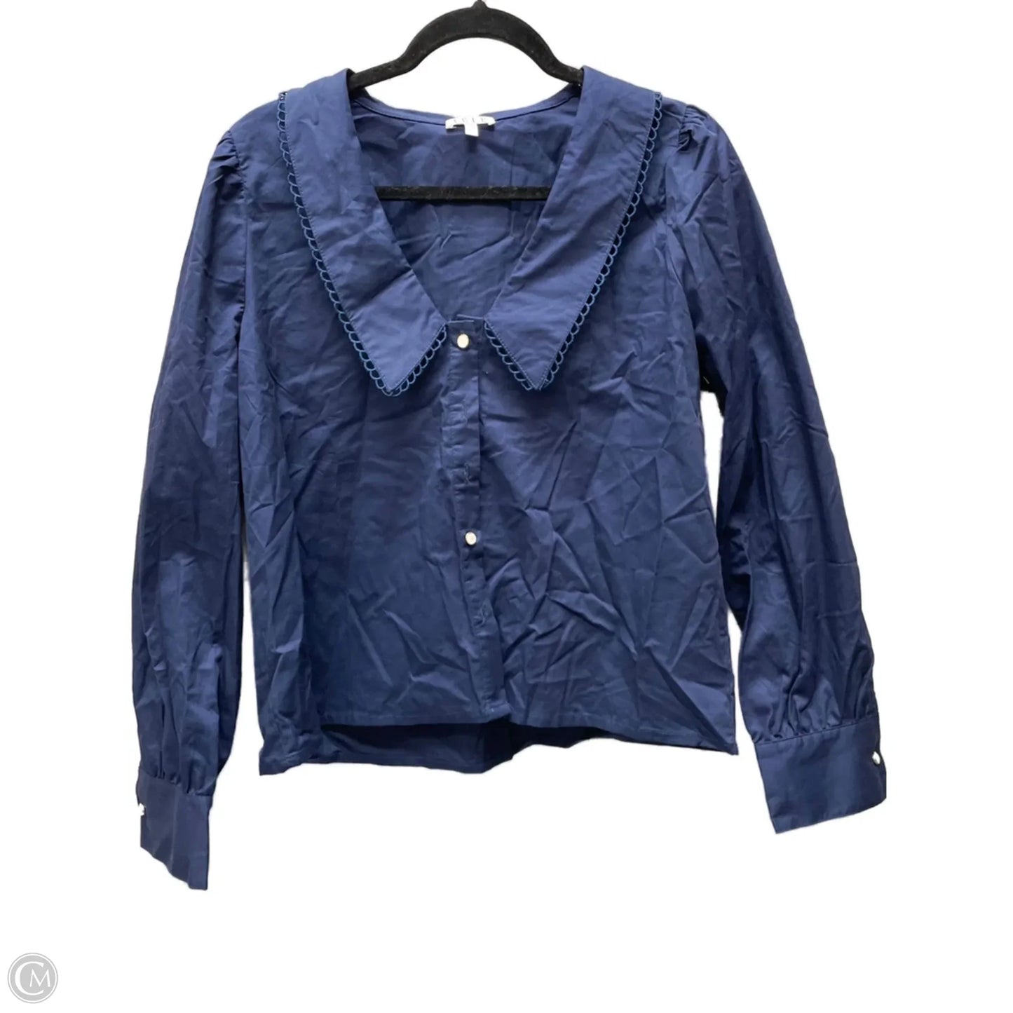 Blouse Long Sleeve By Tcec In Navy, Size: L