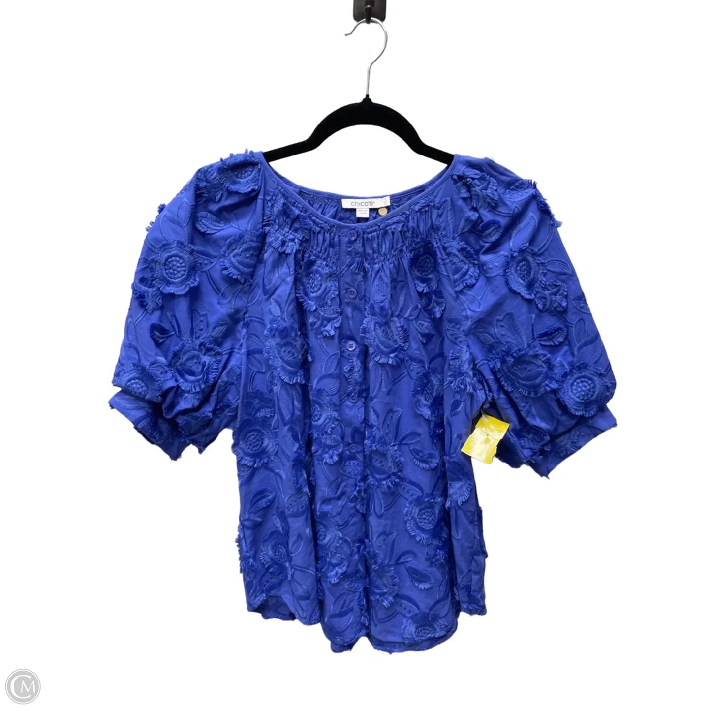 Blouse Short Sleeve By Chicos In Blue, Size: S