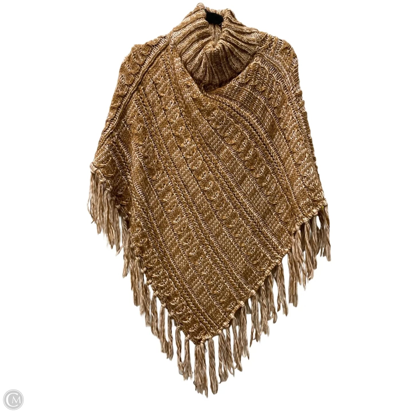 Poncho By Clothes Mentor In Cream & Tan, Size: L