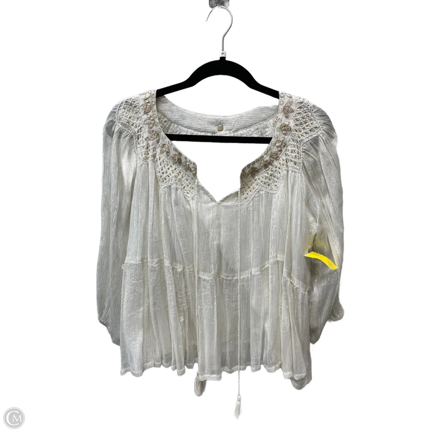 Blouse Long Sleeve By raga In Gold & White, Size: Xs