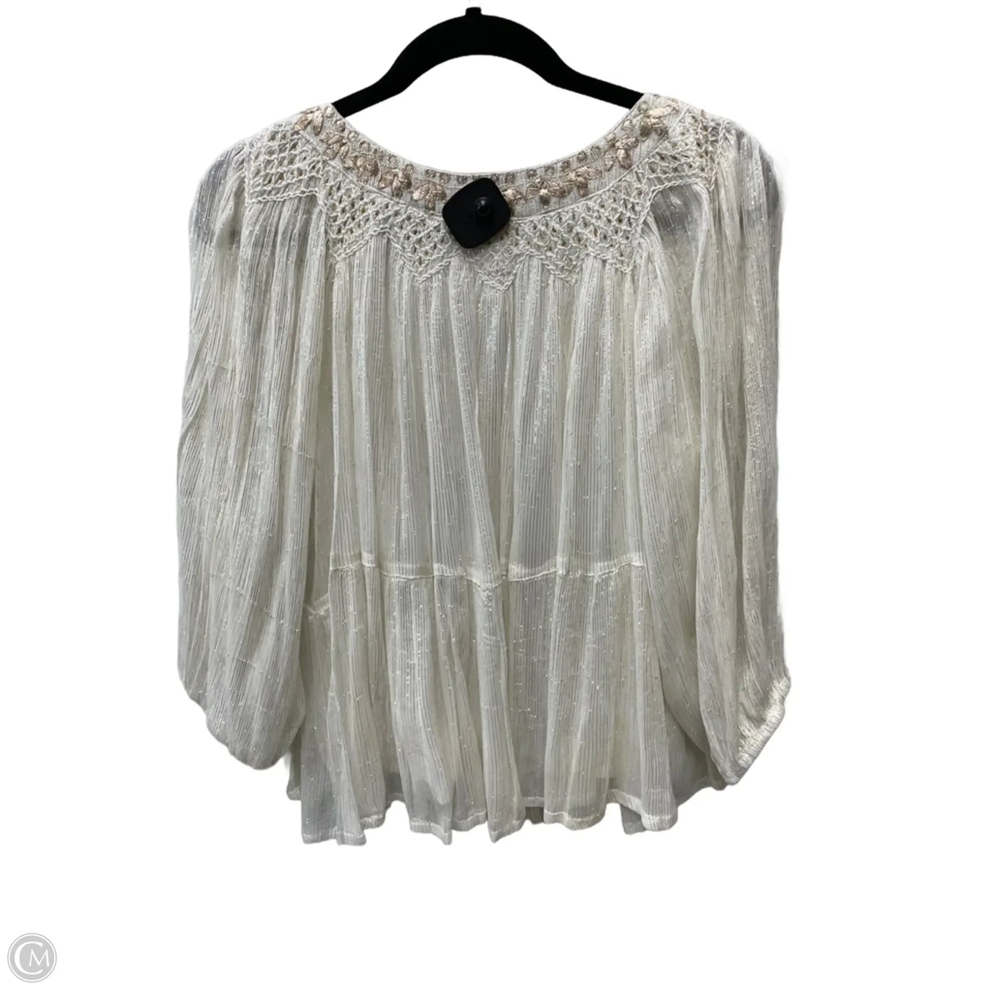 Blouse Long Sleeve By raga In Gold & White, Size: Xs