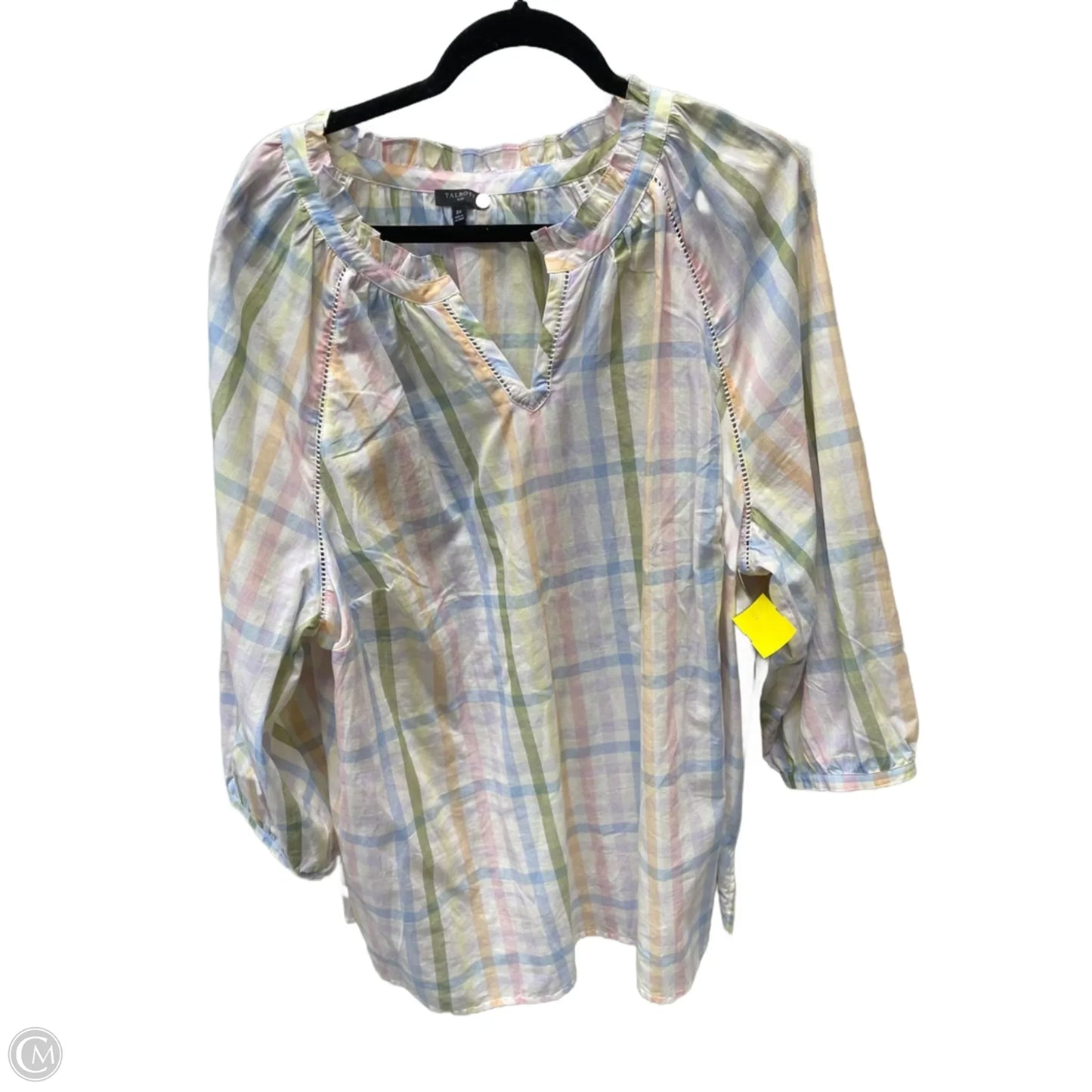 Top Long Sleeve By Talbots In Checkered Pattern, Size: 3x