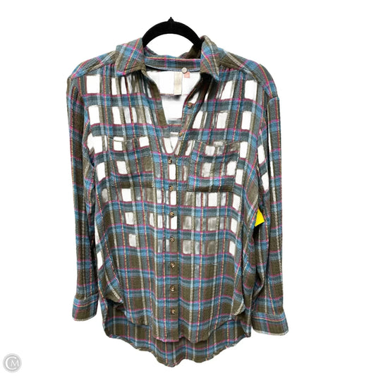 Top Long Sleeve By Pilcro In Plaid Pattern, Size: Xs