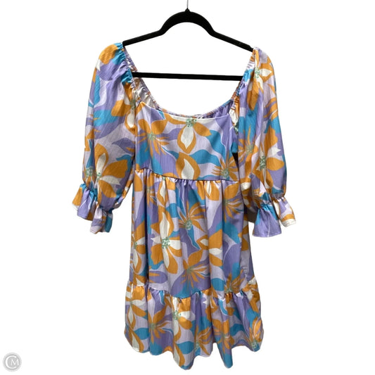 Dress Casual Short By Peach Love Cream California In Floral Print, Size: M