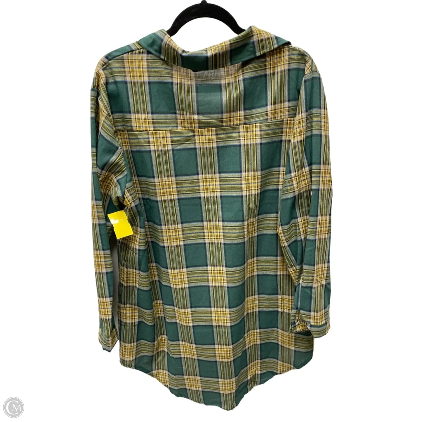 Tunic Long Sleeve By Clothes Mentor In Green & Yellow, Size: 3x