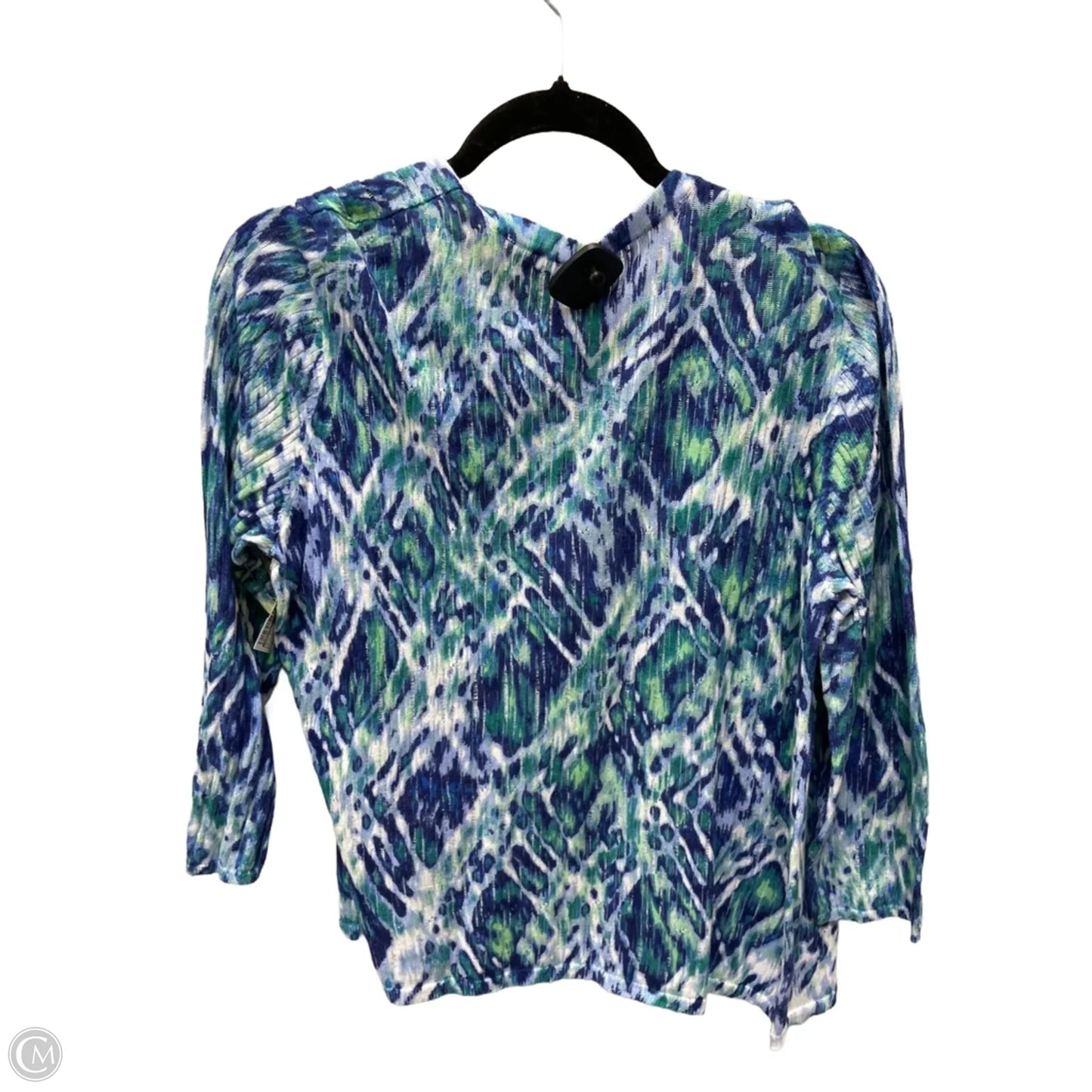 Sweater Cardigan By Chicos In Blue & Green, Size: L