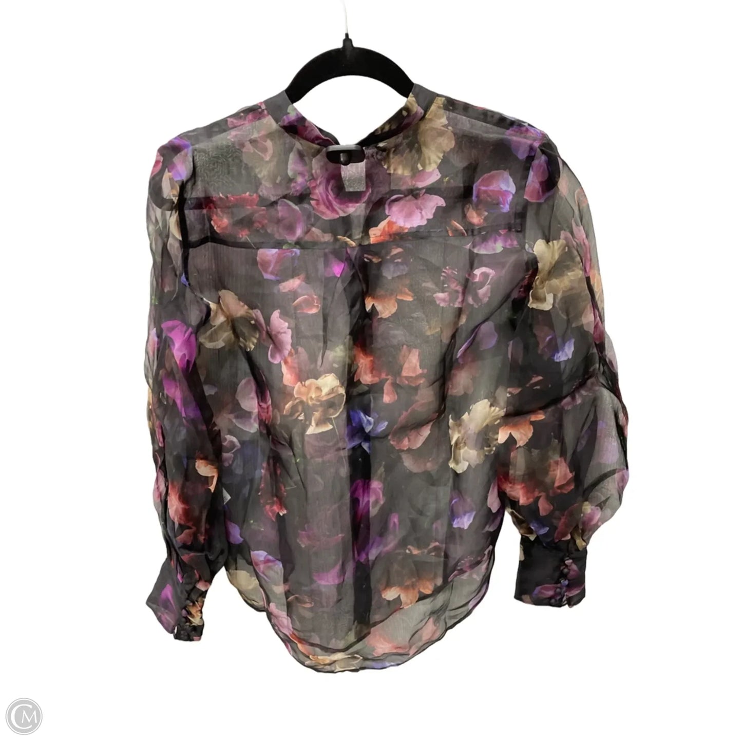 Blouse Long Sleeve By Equipment In Floral Print, Size: Xs