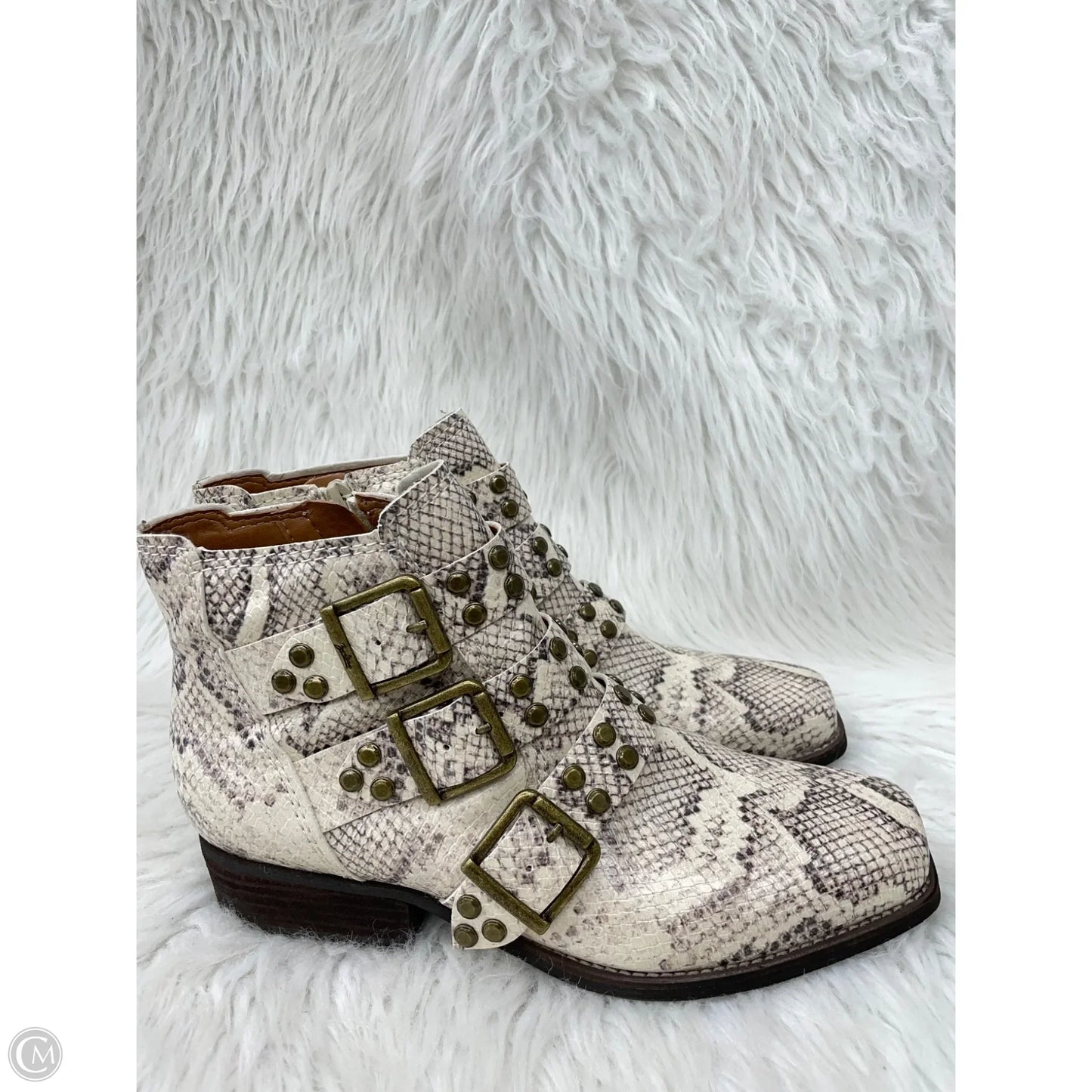 Boots Ankle Heels By Zodiac In Snakeskin Print, Size: 8.5