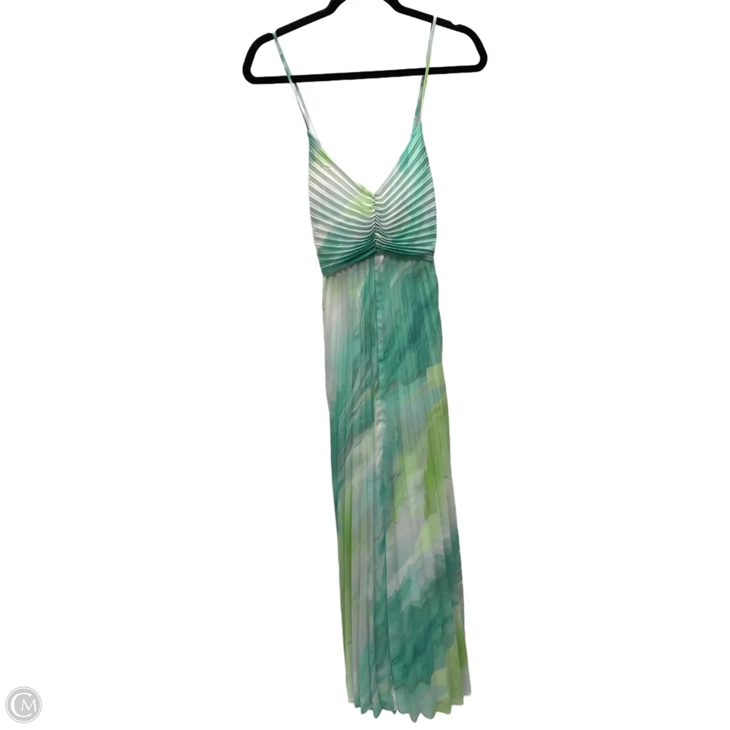 Dress Casual Midi By Express In Green & Yellow, Size: M