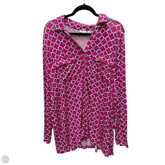 Top Long Sleeve By Kim Rogers In Geometric Pattern, Size: 2x