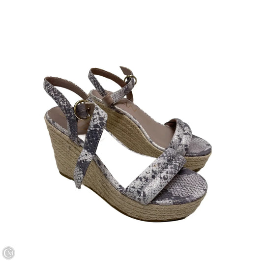 Sandals Heels Wedge By Clothes Mentor In Snakeskin Print, Size: 8.5