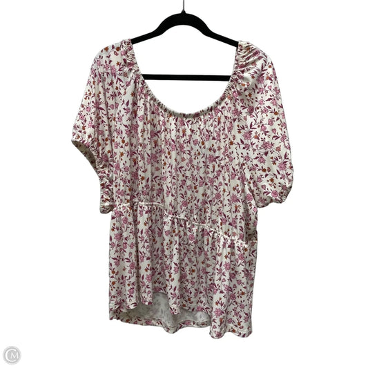 Top Short Sleeve By Terra & Sky In Floral Print, Size: 4x