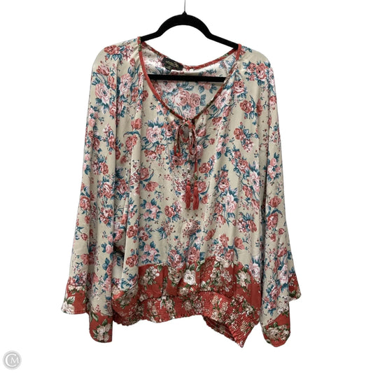 Blouse Long Sleeve By Suzanne Betro In Floral Print, Size: 3x