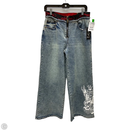 Jeans Wide Leg By Ed Hardy In Blue Denim, Size: 6