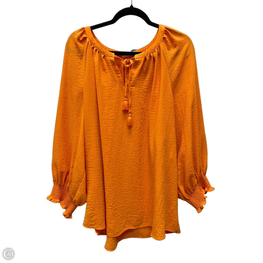 Blouse Long Sleeve By West Bound In Orange, Size: 3x