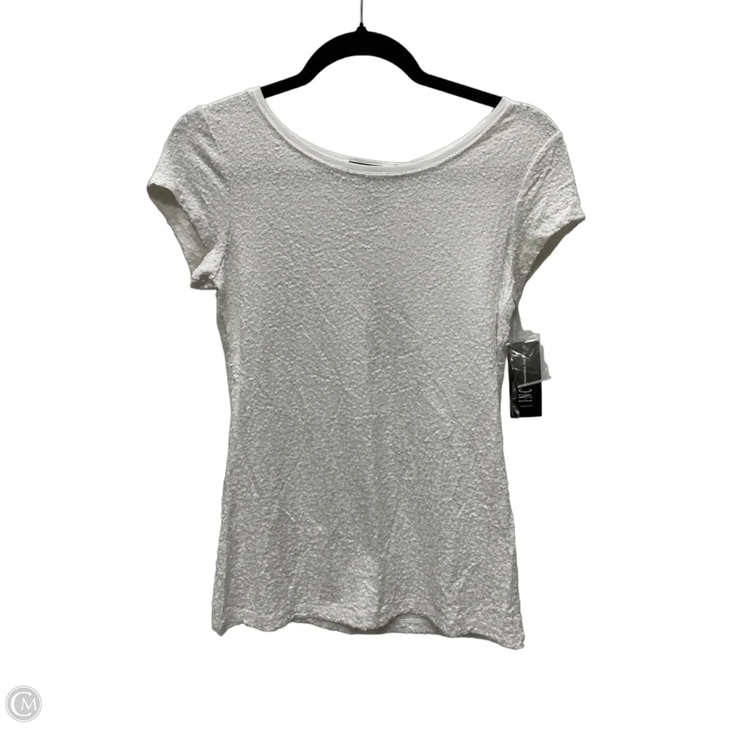 Blouse Short Sleeve By Inc In White, Size: S