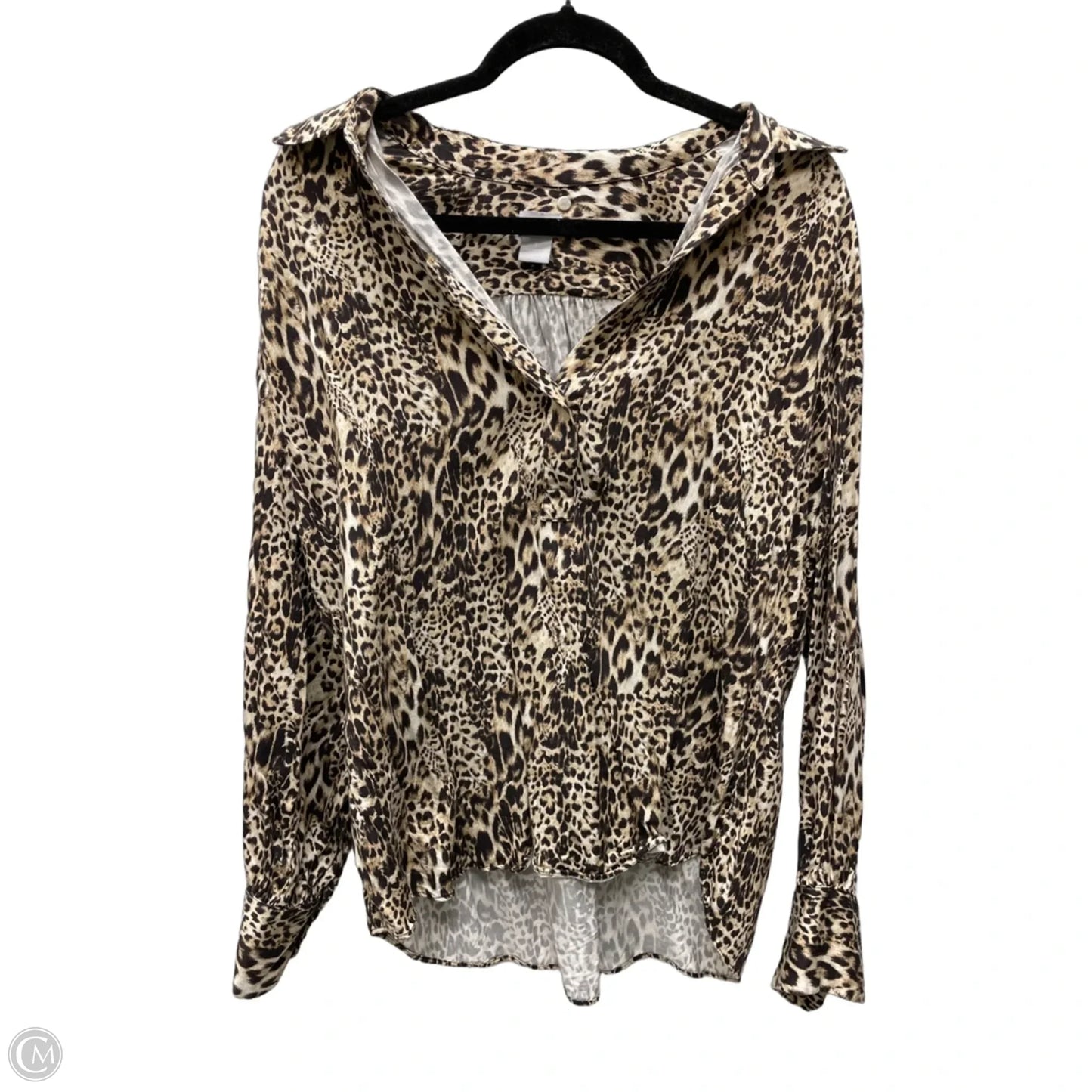 Blouse Long Sleeve By Chicos In Animal Print, Size: L