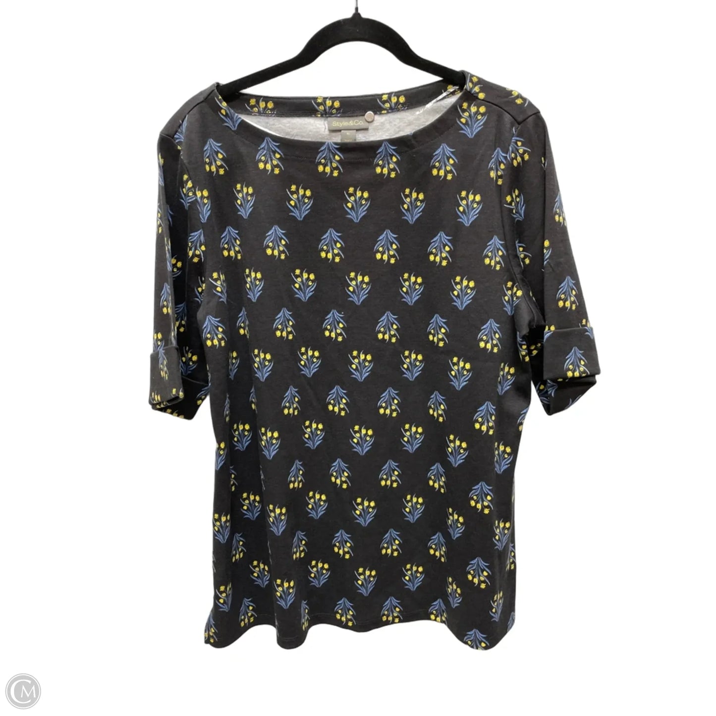 Top Short Sleeve By Style And Company In Floral Print, Size: Xl